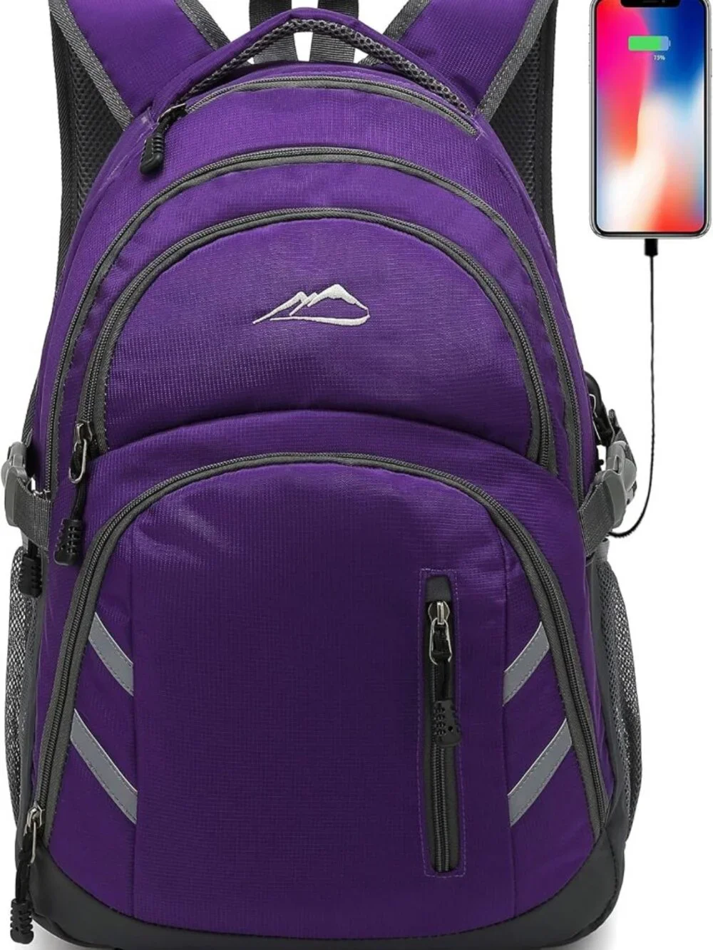 Stylish College Laptop Backpack with USB Charging, Anti-Theft, Fits 15.6